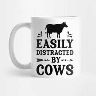 Easily Distracted By Cows Funny Mug